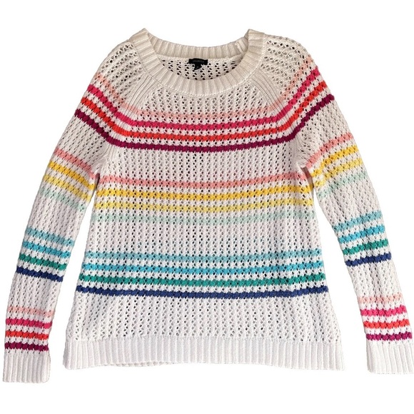 Talbots Rainbow Open Stitch Raglan Happy Stripe Sweater
MEDIUM - Picture 3 of 13